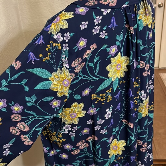 Old Navy navy floral print long sleeve blouse top Size XXL - Picture 9 of 17